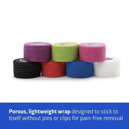 Self-Adherent Cohesive Wraps - Assorted Colors and Sizes