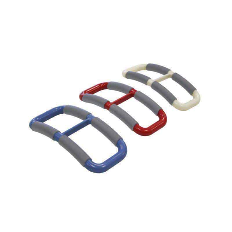 Handy Handle stand assist aids in blue, red, and white with gray grip sections, shown in a set of three