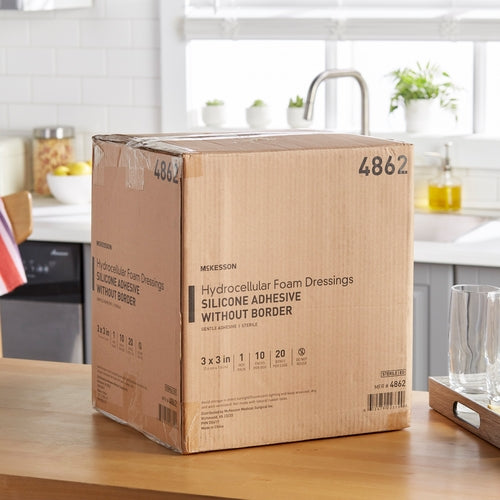 McKesson Foam Dressing 3 X 3 Inch Without Border Film Backing