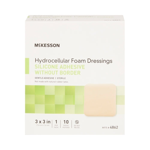McKesson Foam Dressing 3 X 3 Inch Without Border Film Backing