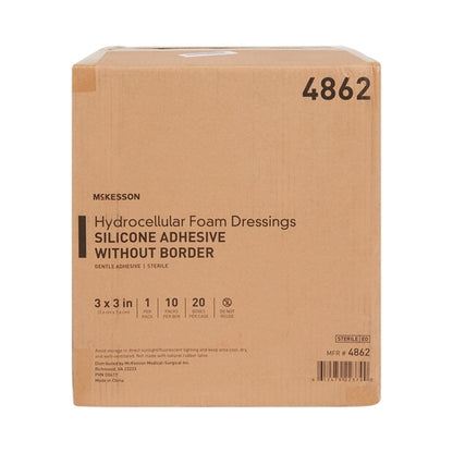 McKesson Foam Dressing 3 X 3 Inch Without Border Film Backing