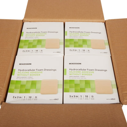 McKesson Foam Dressing 3 X 3 Inch Without Border Film Backing