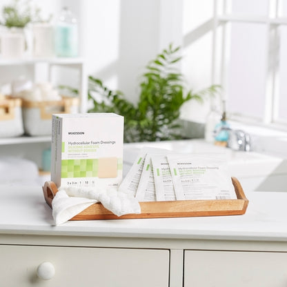 McKesson Foam Dressing 3 X 3 Inch Without Border Film Backing