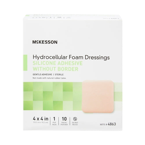 McKesson Foam Dressing 4 X 4 Inch Without Border Film