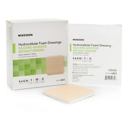 McKesson Foam Dressing 4 X 4 Inch Without Border Film
