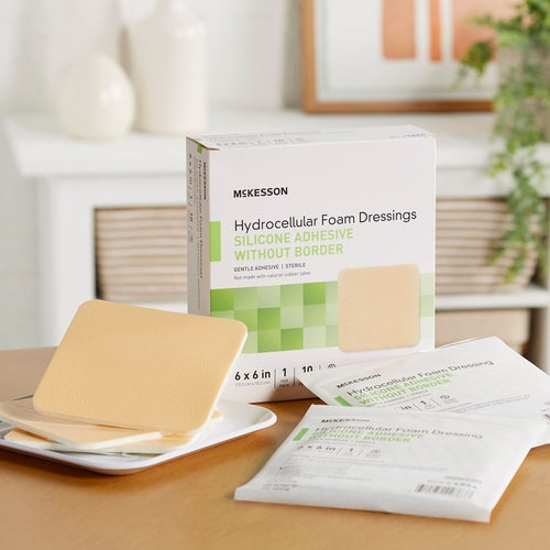 McKesson Foam Dressing 6 X 6 Inch Without Border Film Backing