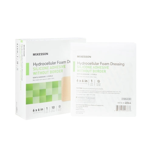 McKesson Foam Dressing 6 X 6 Inch Without Border Film Backing