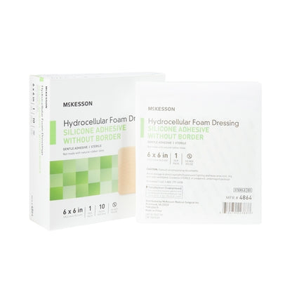 McKesson Foam Dressing 6 X 6 Inch Without Border Film Backing
