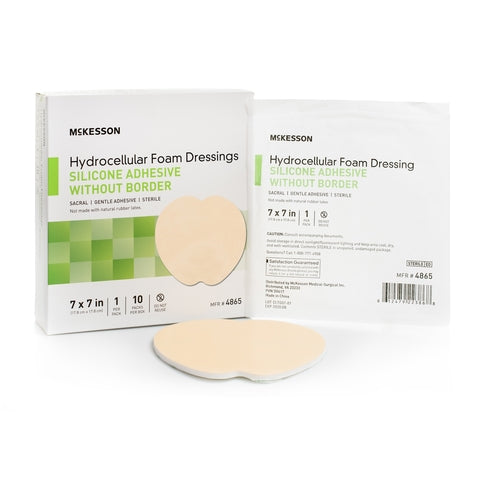 McKesson Foam Dressing 7 X 7 Inch Without Border Film Backing