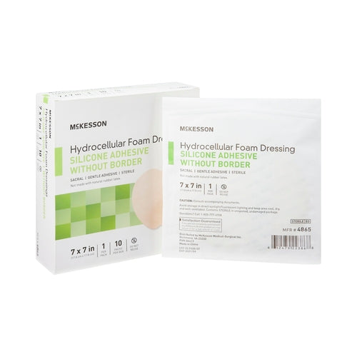 McKesson Foam Dressing 7 X 7 Inch Without Border Film Backing