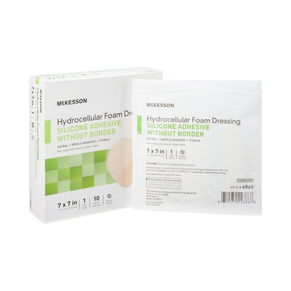 McKesson Foam Dressing 7 X 7 Inch Without Border Film Backing