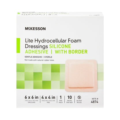McKesson Thin Foam Dressing Lite 6 X 6 Inch With Border Film Backing