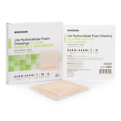 McKesson Thin Foam Dressing Lite 6 X 6 Inch With Border Film Backing
