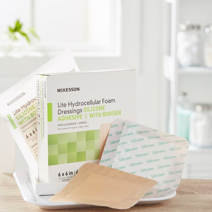 McKesson Thin Foam Dressing Lite 6 X 6 Inch With Border Film Backing