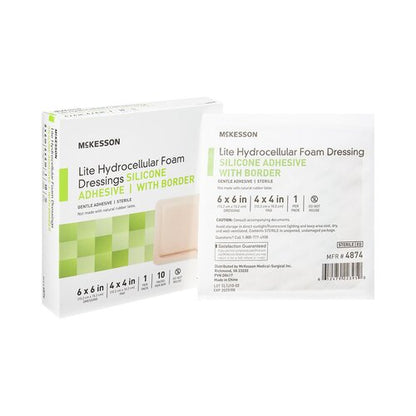McKesson Thin Foam Dressing Lite 6 X 6 Inch With Border Film Backing