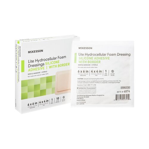 McKesson Thin Foam Dressing Lite 6 X 6 Inch With Border Film Backing