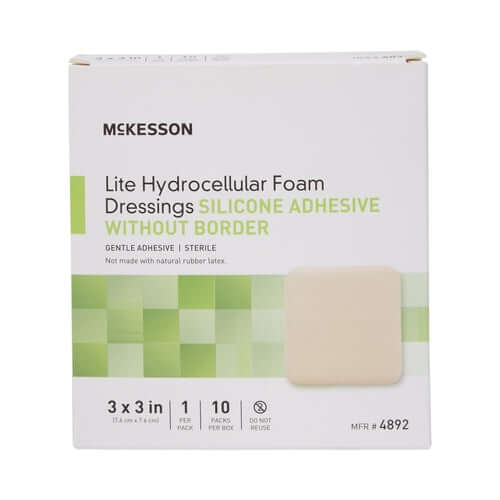 McKesson Thin Foam Dressing Lite 3 X 3 Inch Without Border Film