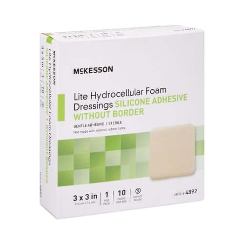 McKesson Thin Foam Dressing Lite 3 X 3 Inch Without Border Film