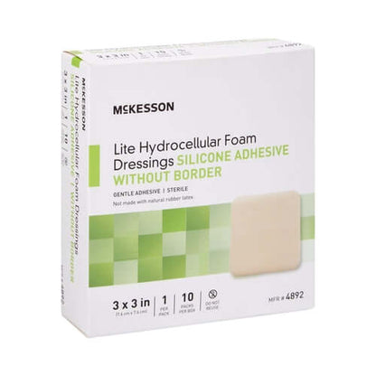 McKesson Thin Foam Dressing Lite 3 X 3 Inch Without Border Film