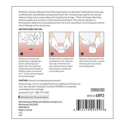 McKesson Thin Foam Dressing Lite 3 X 3 Inch Without Border Film