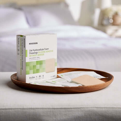 McKesson Thin Foam Dressing Lite 3 X 3 Inch Without Border Film