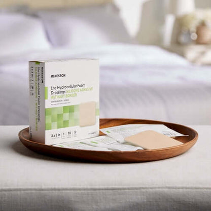 McKesson Thin Foam Dressing Lite 3 X 3 Inch Without Border Film