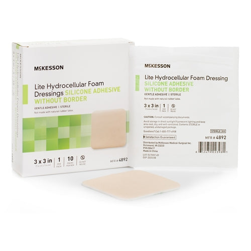 McKesson Thin Foam Dressing Lite 3 X 3 Inch Without Border Film