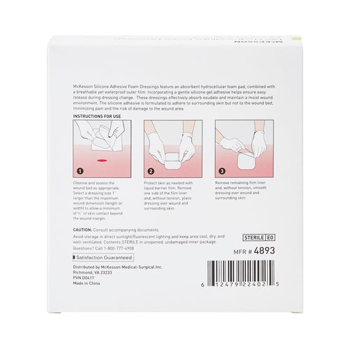 McKesson Thin Foam Dressing McKesson Lite 4 X 4 Inch