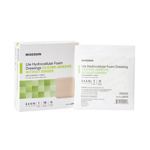 McKesson Thin Foam Dressing McKesson Lite 4 X 4 Inch