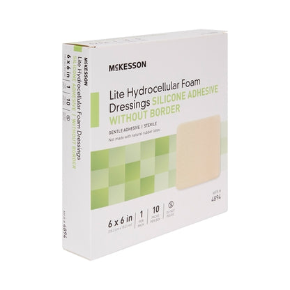 McKesson Thin Foam Dressing Lite 6 X 6 Inch Without Border Film