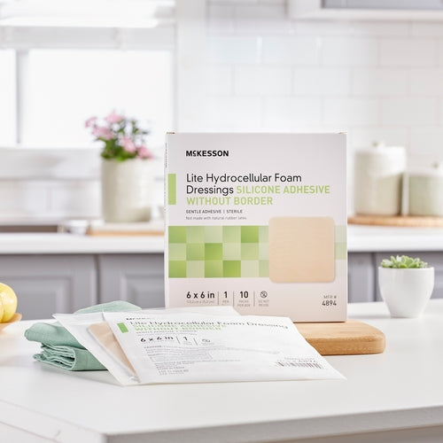 McKesson Thin Foam Dressing Lite 6 X 6 Inch Without Border Film
