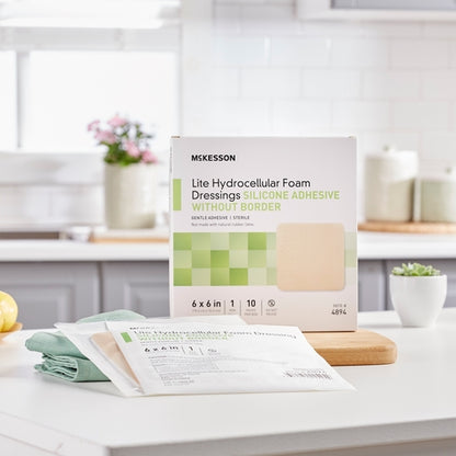 McKesson Thin Foam Dressing Lite 6 X 6 Inch Without Border Film