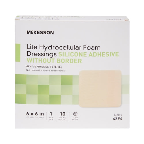 McKesson Thin Foam Dressing Lite 6 X 6 Inch Without Border Film