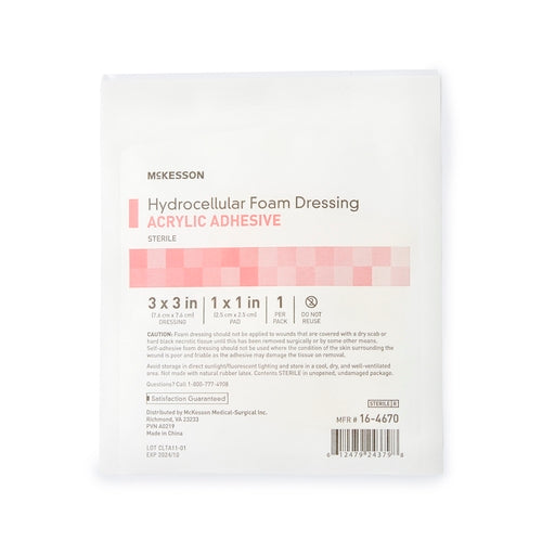 McKesson Foam Dressing 3 X 3 Inch With Border Film