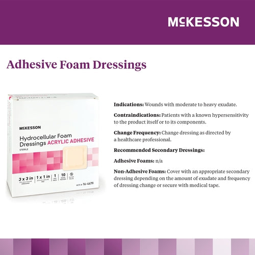 McKesson Foam Dressing 3 X 3 Inch With Border Film