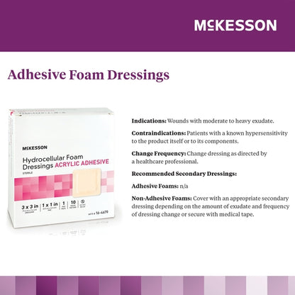 McKesson Foam Dressing 3 X 3 Inch With Border Film