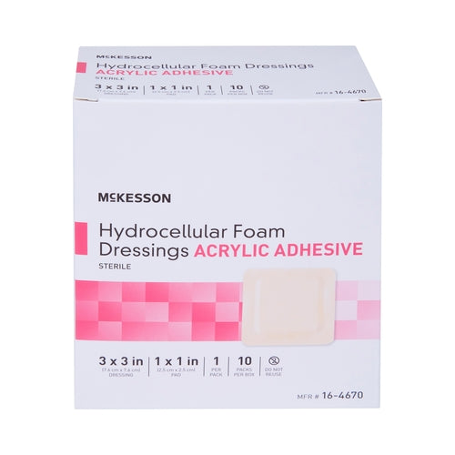 McKesson Foam Dressing 3 X 3 Inch With Border Film