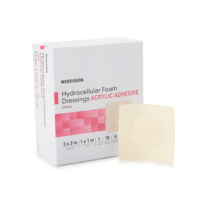 McKesson Foam Dressing 3 X 3 Inch With Border Film