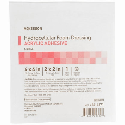 McKesson Foam Dressing 4 X 4 Inch With Border Film Backing
