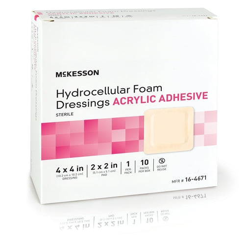 McKesson Foam Dressing 4 X 4 Inch With Border Film Backing