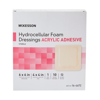 McKesson Foam Dressing 6 X 6 Inch With Border Film Backing