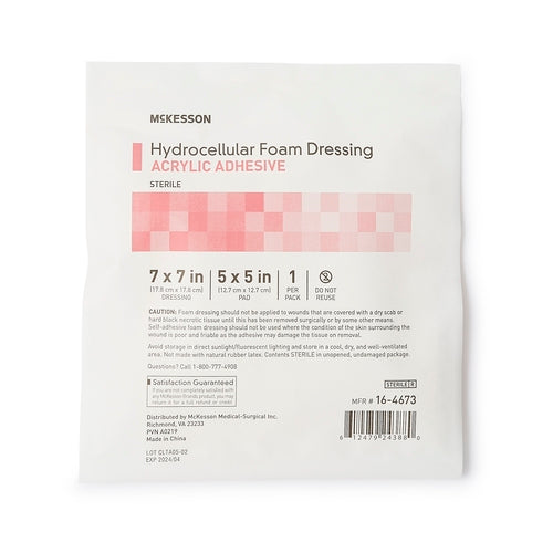 McKesson Foam Dressing 7 X 7 Inch With Border Film Backing