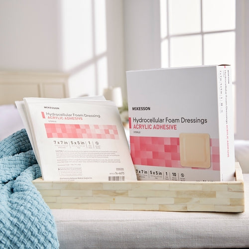 McKesson Foam Dressing 7 X 7 Inch With Border Film Backing