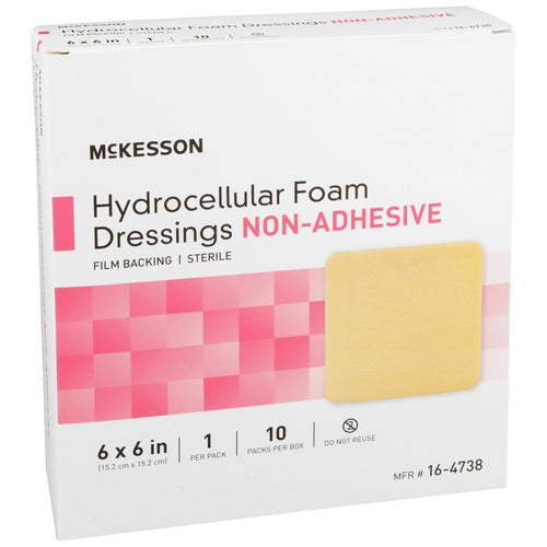 McKesson Foam Dressing 6 X 6 Inch Without Border Film Backing