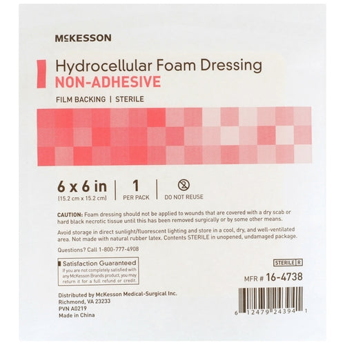 McKesson Foam Dressing 6 X 6 Inch Without Border Film Backing