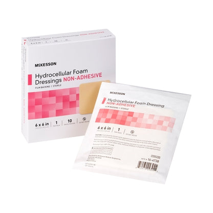 McKesson Foam Dressing 6 X 6 Inch Without Border Film Backing