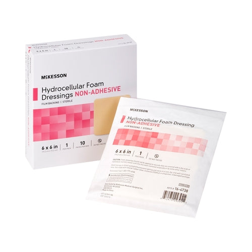 McKesson Foam Dressing 6 X 6 Inch Without Border Film Backing