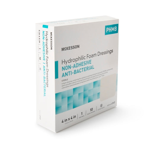 McKesson Antibacterial Foam Dressing 4 X 4 Inch Without Border