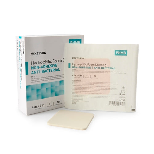 McKesson Antibacterial Foam Dressing 4 X 4 Inch Without Border
