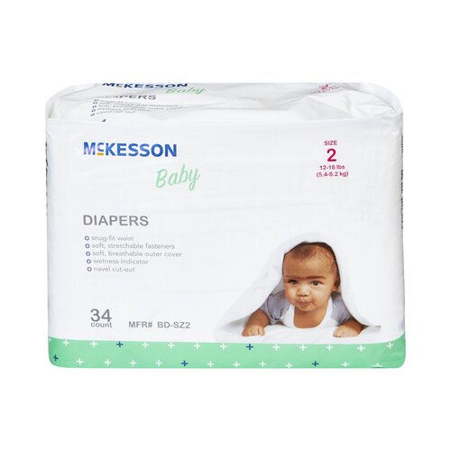 McKesson Unisex Baby Diaper Size 2 Disposable Heavy Absorbency